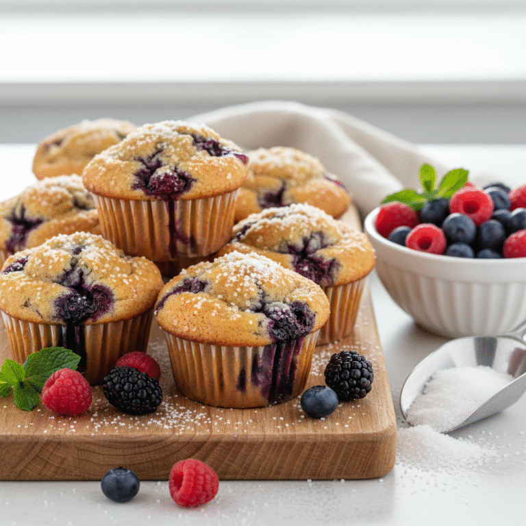 Mixed Berry Muffins with Sugary Tops