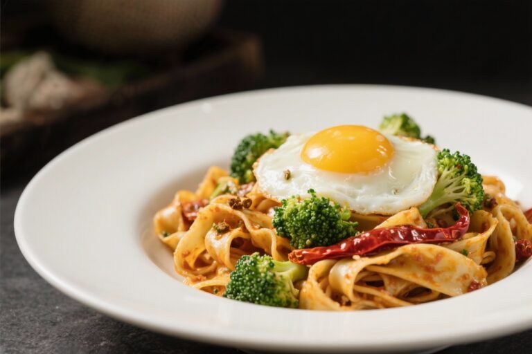 Chili Garlic Pappardelle with Smashed Broccoli and Soft Eggs: The 20-Minute Pasta Hack You’ll Brag About