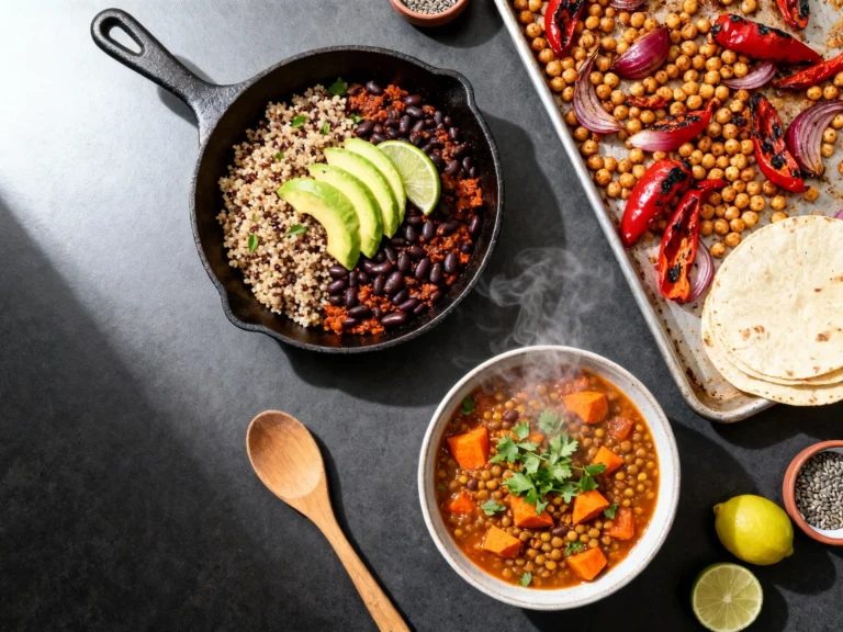 Spicy Black Bean & Quinoa Skillet: a 30-minute Flavorful High Fiber Dinner