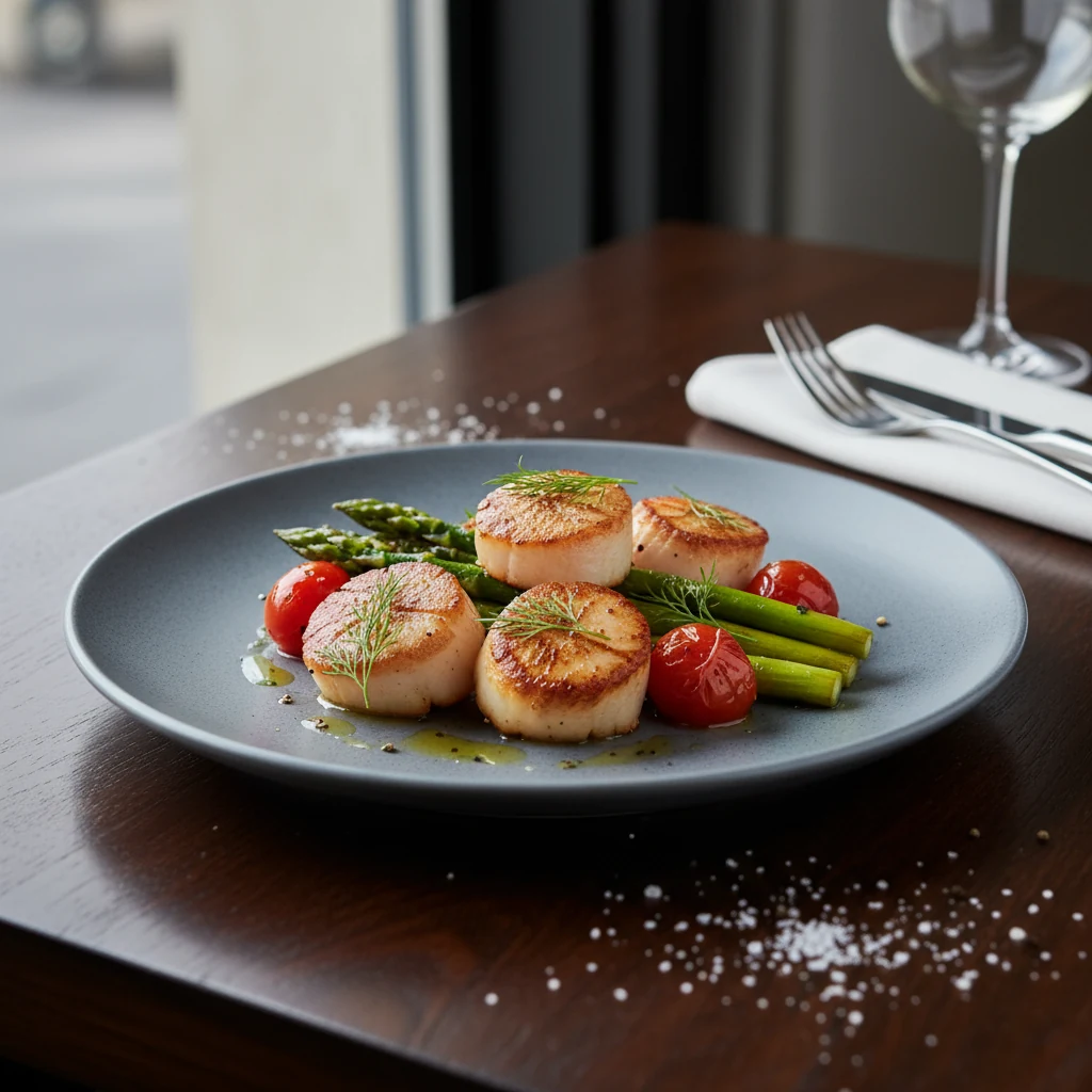 Food photography, ```json, professional food photography, high quality, appetizing, restaurant quality, clean compositio