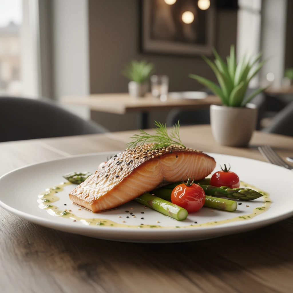 Food photography, ```json, professional food photography, high quality, appetizing, restaurant quality, clean compositio