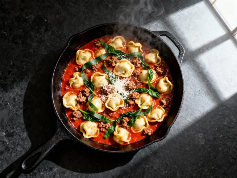 One-pot Sausage Spinach Tortellini Skillet for Busy Nights