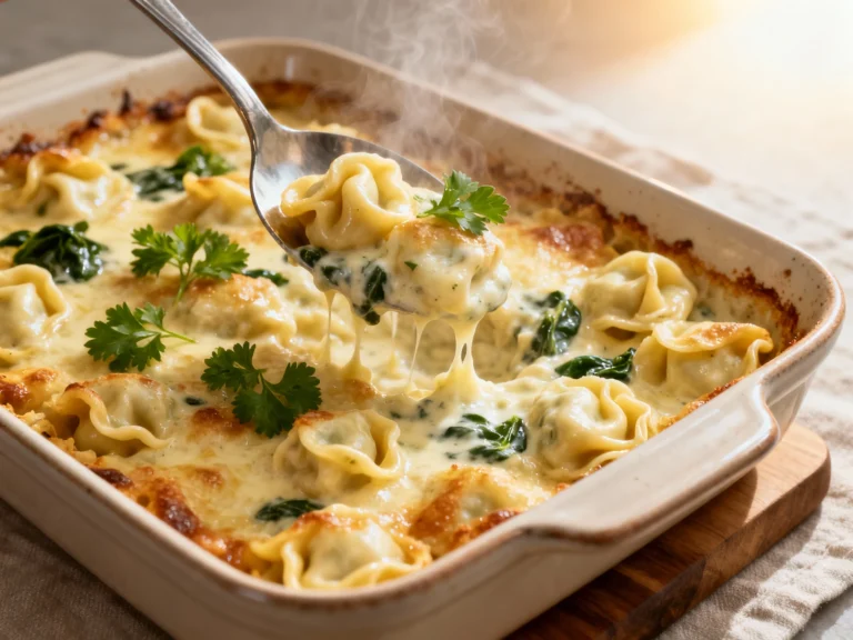 Baked Tortellini Alfredo Casserole — Easy Creamy Dinner Tonight