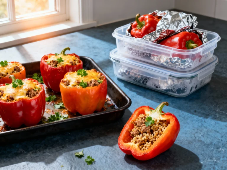 Turkey & Quinoa Stuffed Bell Peppers (freezer-friendly) Meal Prep Win