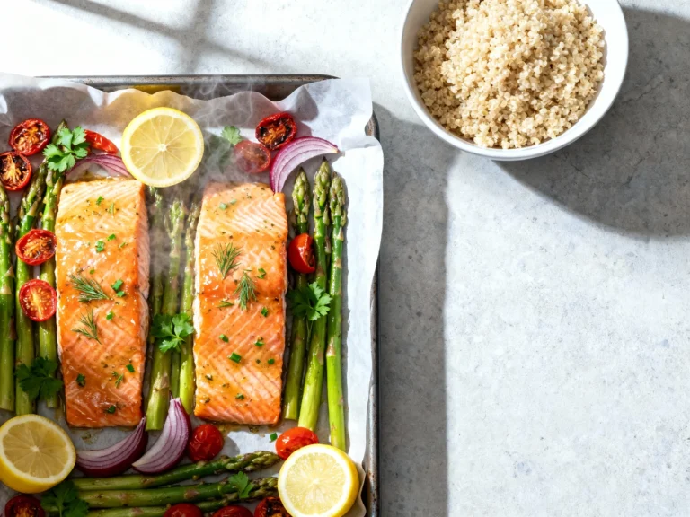 Sheet Pan Lemon Garlic Salmon With Quinoa — Weeknight Hero