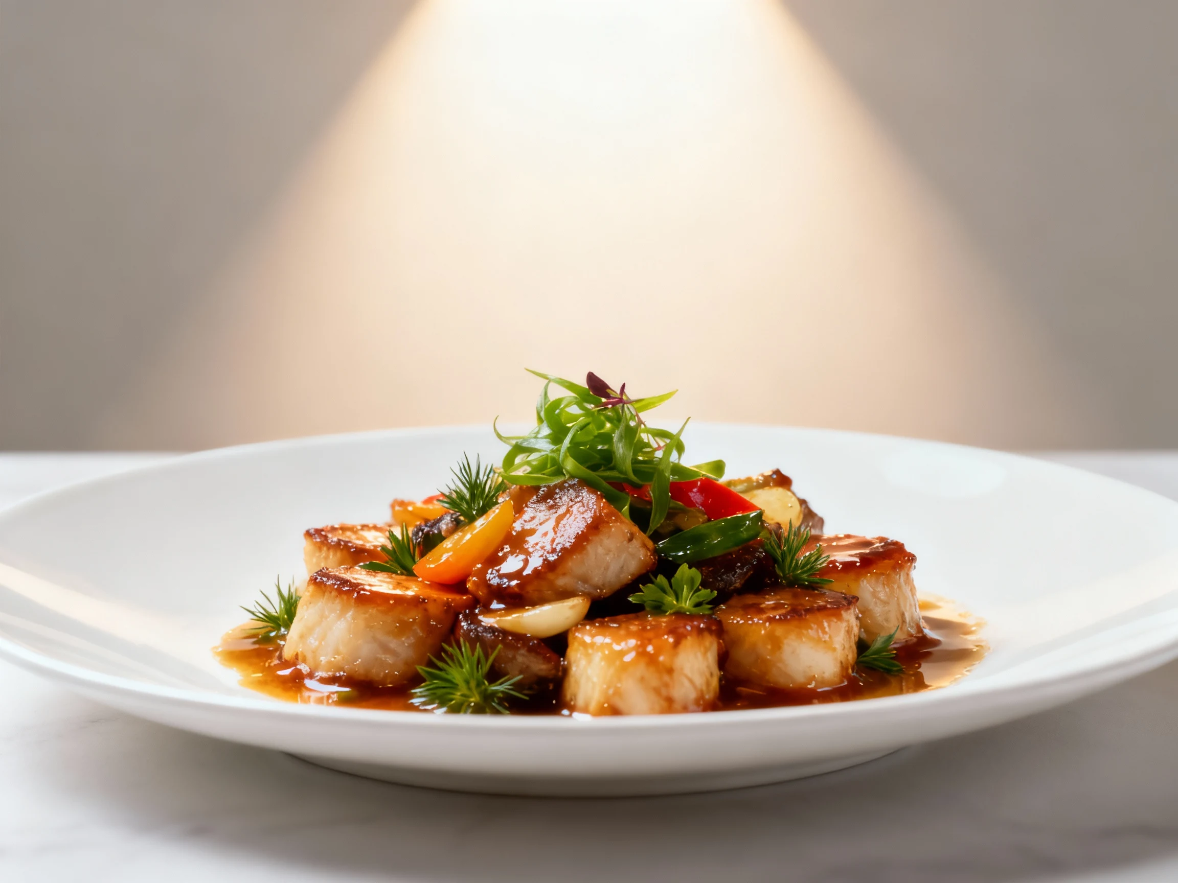 Food photography, ```json, professional food photography, high quality, appetizing, restaurant quality, clean compositio